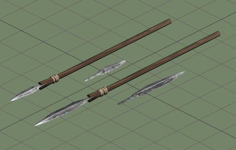 Various spears with long points
