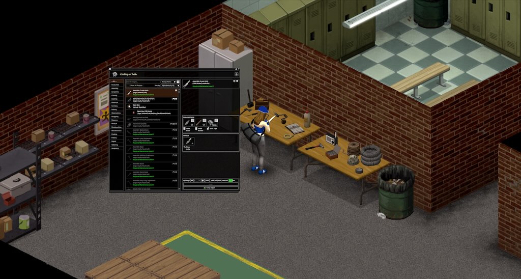 Project Zomboid Build 42 crafting interface